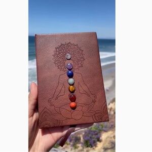 Bound Brown Chakra Journal with Gemstones